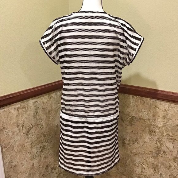 Calvin Klein Swim Cover Up Dress Black White Stripe Nautical Stretch Size Small - Picture 6 of 13